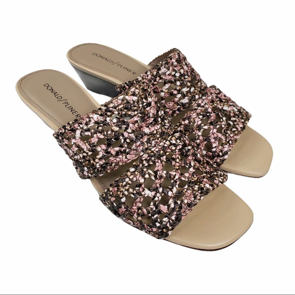 Donald Pliner Albi Woven Slide Leather Sandal Womens 8 Medium NEW